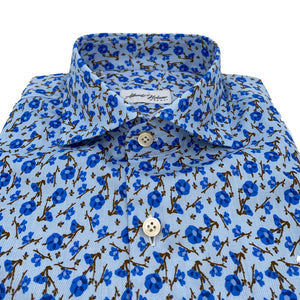 Camicia stampa floreale fondo blu Panama